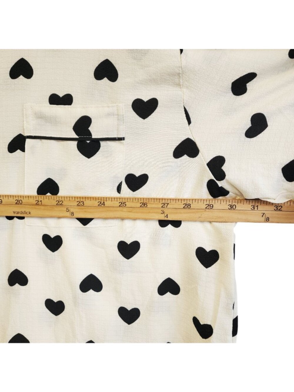 Heart Print Button-Up Pajama Set Elastic Waist Shorts 5XL Lightweight  Women - Picture 6 of 7